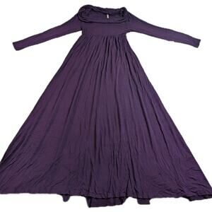 MOTHER BEE MATERNITY Maxi Dress Tunnel Neck Stretch Burgundy Size Medium